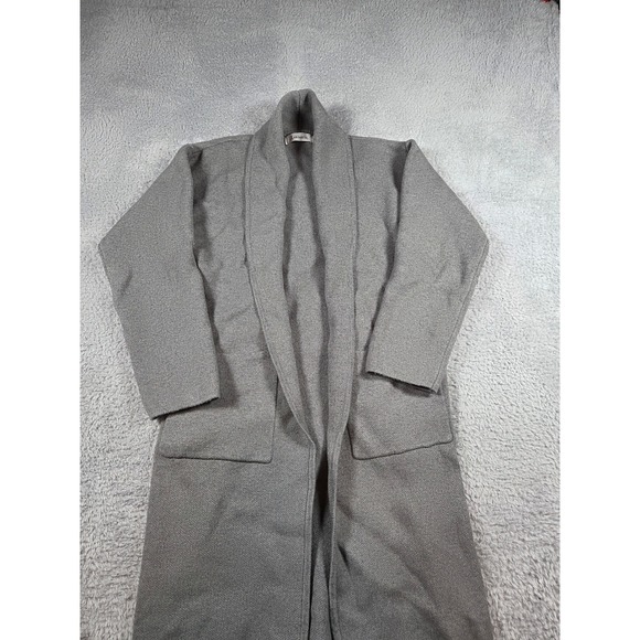anrabess Sweaters - Minimalist Womens Grey Open Front Knit Cardigan Sweater Shawl Cozy Longline Coat